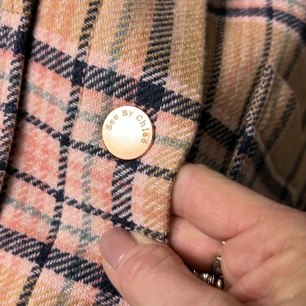 See by Chloe' Checked Wollen Coat Oversized Small